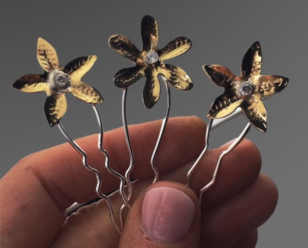 Wildflower Bronze Hairpins by Susan Wachler Jewelry