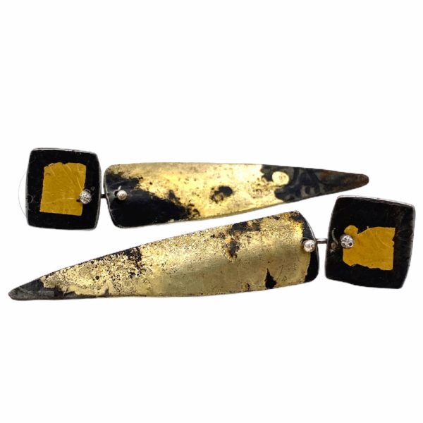 Golden Shields Gold and Steel Earrings by Susan Wachler Jewelry