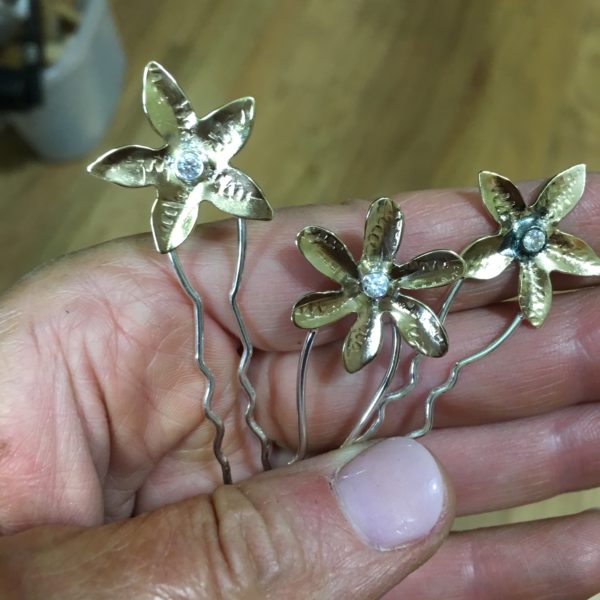 Wildflower Bronze Hairpins by Susan Wachler Jewelry