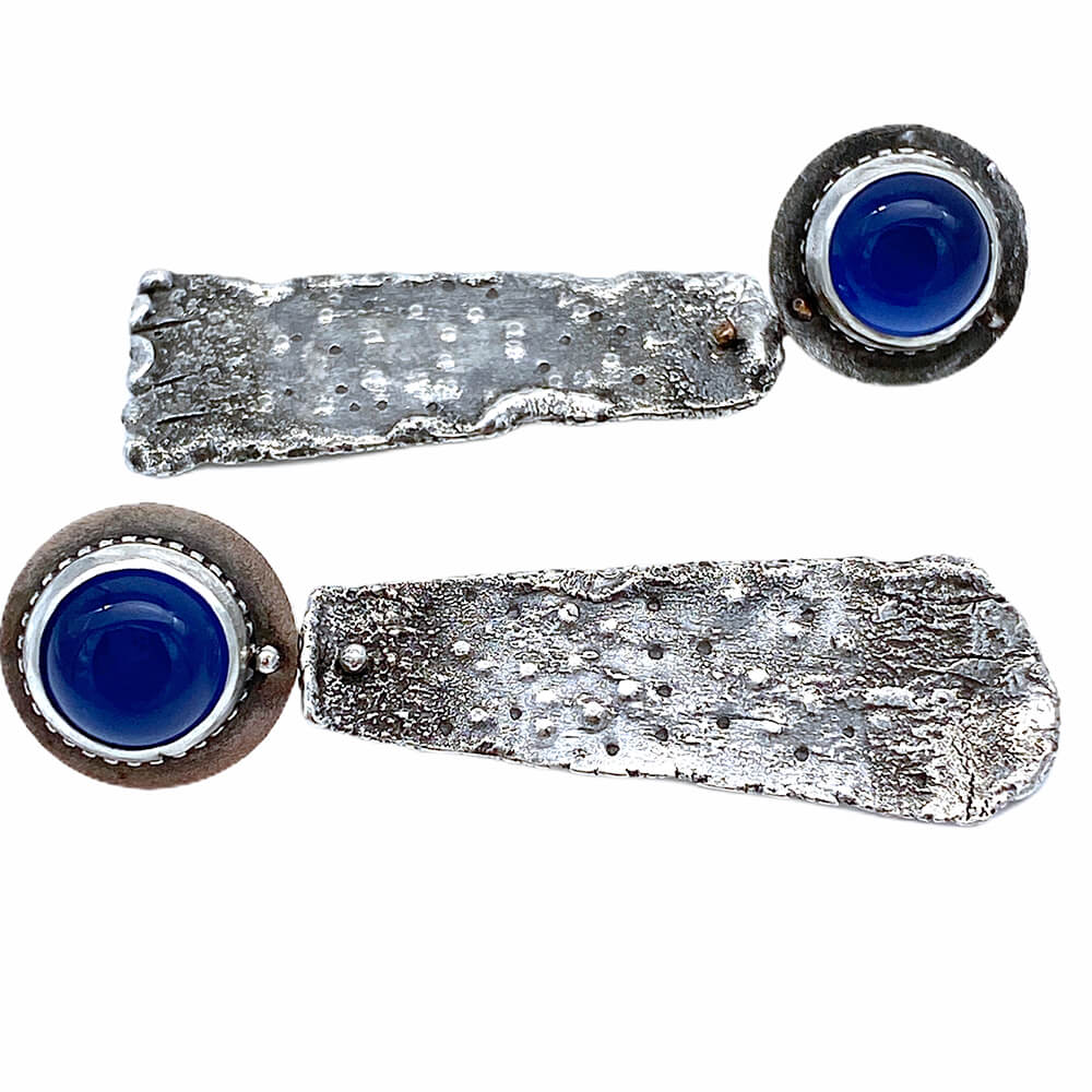 Blue Chalcedony Silver Post Earrings by Susan Wachler Jewelry
