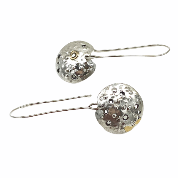 Dappled Discs Silver Earrings by Susan Wachler Jewelry