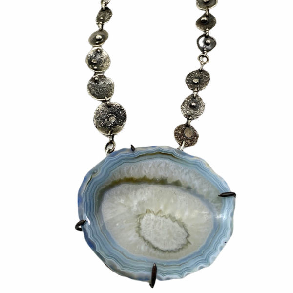 Mysterious Depths Sterling Silver Blue Agate Necklace by Susan Wachler Jewelry