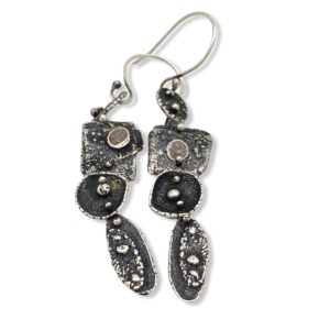 Intermittent Connections Riveted Silver Earrings by Susan Wachler Jewelry