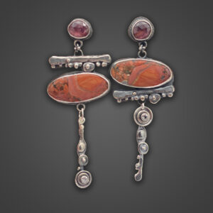 Mookaite and pink Spinel Art Earrings by Susan Wachler Jewelry