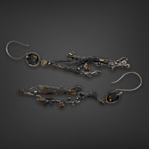 Sculptural Connections Silver and Gold Earrings by Susan Wachler Jewelry