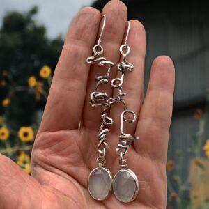 Spring Skwigglers Chalcedony Silver Earrings by Susan Wachler Jewelry