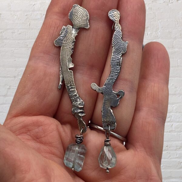 Antiquarian Aquas Silver Aquamarine Earrings by Susan Wachler Jewelry