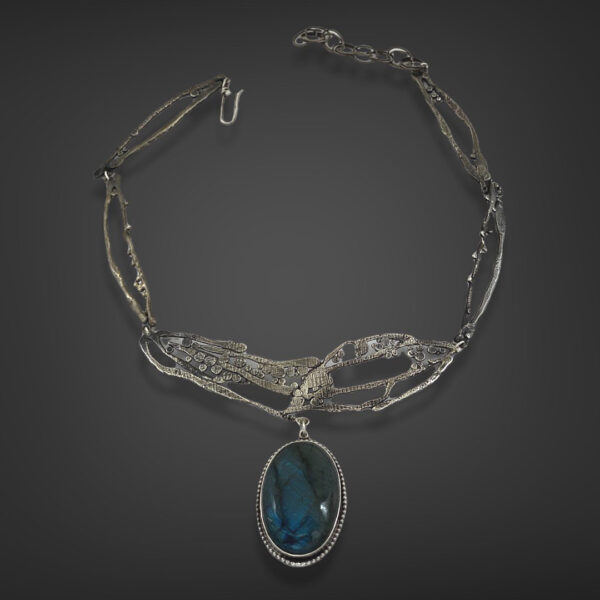 Labradorite Connections Silver Statement Necklace by Susan Wachler Jewelry