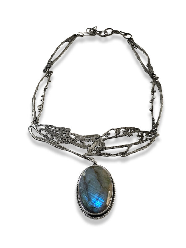 Labradorite Connections Silver Statement Necklace by Susan Wachler Jewelry